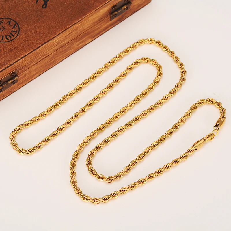 男性と女性のためのツイストチェーンでいっぱいのゴールドネックレス,24K,ゴールドコード,アフリカのジュエリー,arabチェーン,ネックレス ,ボーイフレンドのためのギフト|chain necklace|necklace for men24k gold - AliExpress