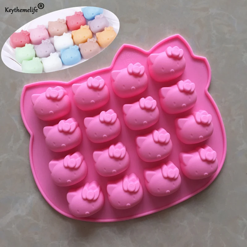 

16 Hole Hello Kitty silicone cake mold Fondant Soap 3D Cake Pudding Mold Candy Chocolate Decoration Baking Tool Moulds