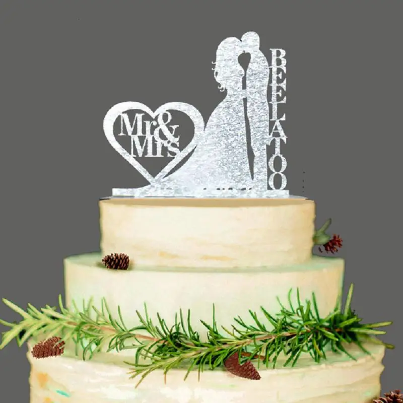 

Personalized Wedding Cake Topper, Wedding Decoration, Acrylic silver glitter, Custom wedding cake topper personalized last name