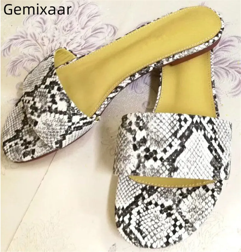 

Grey Serpentine Slippers Shoes Women Round Toe Flat Heel Outside Slides Summer New Coming Serpentine Slippers Woman Dames