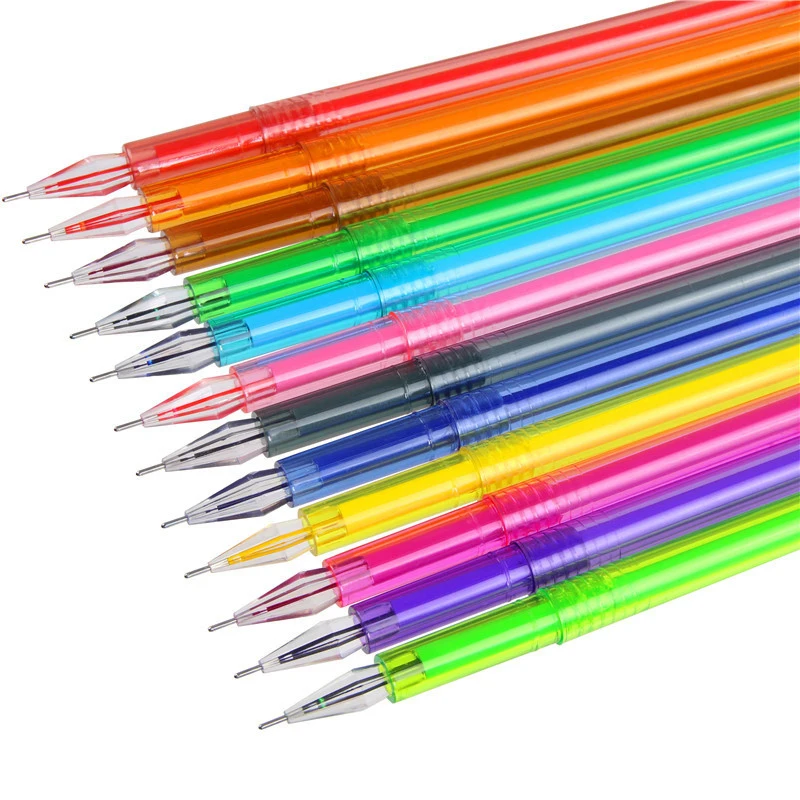 12pc Color Pen School Cute Gel Pens 12 Color Diamond Student Supplies R6Z7 