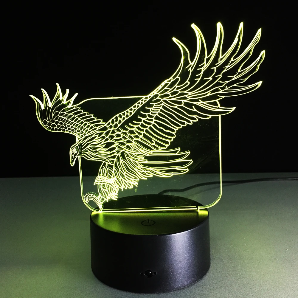  3D Flying Big Eagle Night Light 7 Colorful Hawk 3D Cartoon Table Lamp for Office Hotel Bedroom Bar  - 32888769054