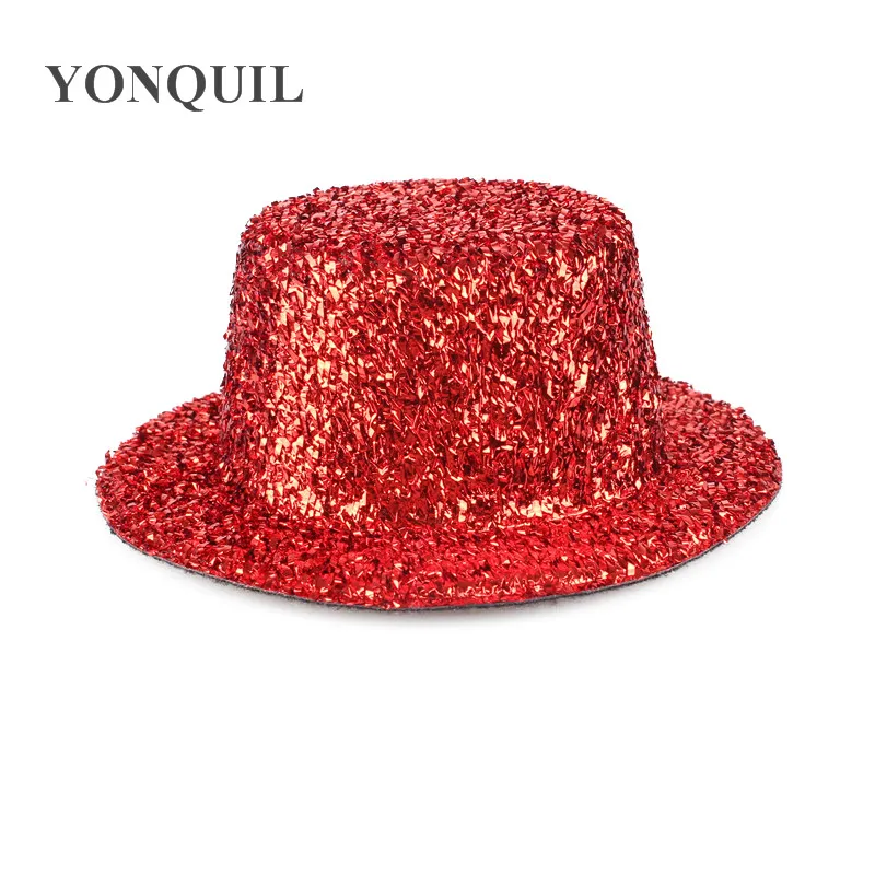 13 см вечерние фетровые блестки, мини-топ, шляпа, блестящая чародейная шляпа, основа для творчества, Детские аксессуары, 11 цветов, 24 шт./партия, SYB22