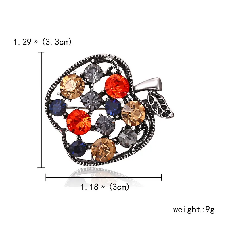 Полный Стразы фрукты броши в виде яблок для женщин Shinnig летняя Брошь булавка платье пальто шляпа Броши роскошные ювелирные изделия