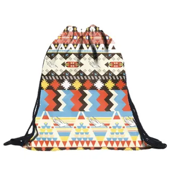 

2016 New Fashion Unisex Retro Geometric Backpacks 3D Printing travel softback women drawstring bag backpacks Mochila Feminina