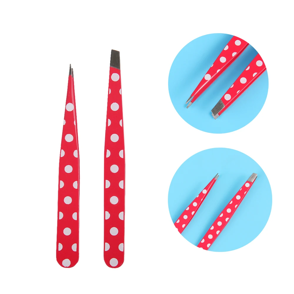 

2Pcs/set Professional Stainless Steel Hair Removal Eyebrow Tweezer Women Beauty Makeup Tools
