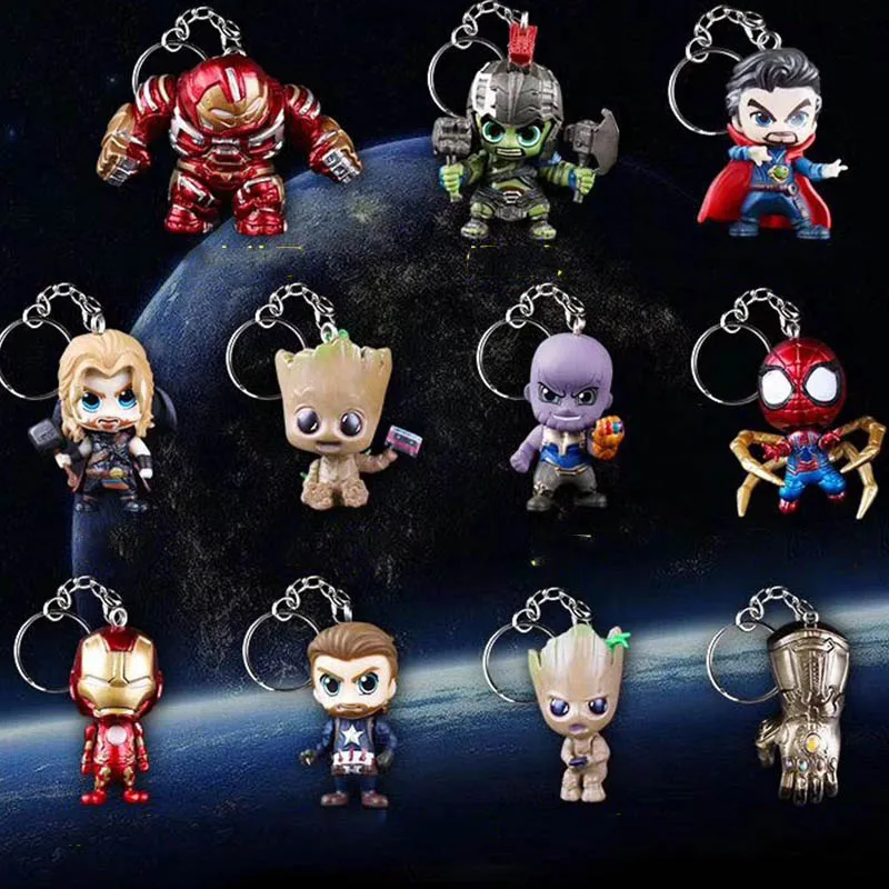 

Marvel Tony Stark Iron Man Doll model Keychain The Avengers 4 Endgame Quantum Realm Series Key Ring Car Key Chain for kids gifts
