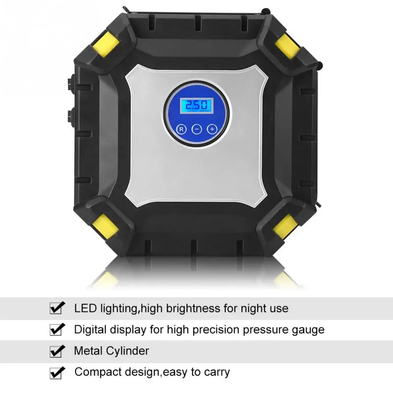 12 V Портативный цифровой автомобильный насос для шин насос электрический воздушный компрессор 100 PSI для автомобиля велосипед мяч