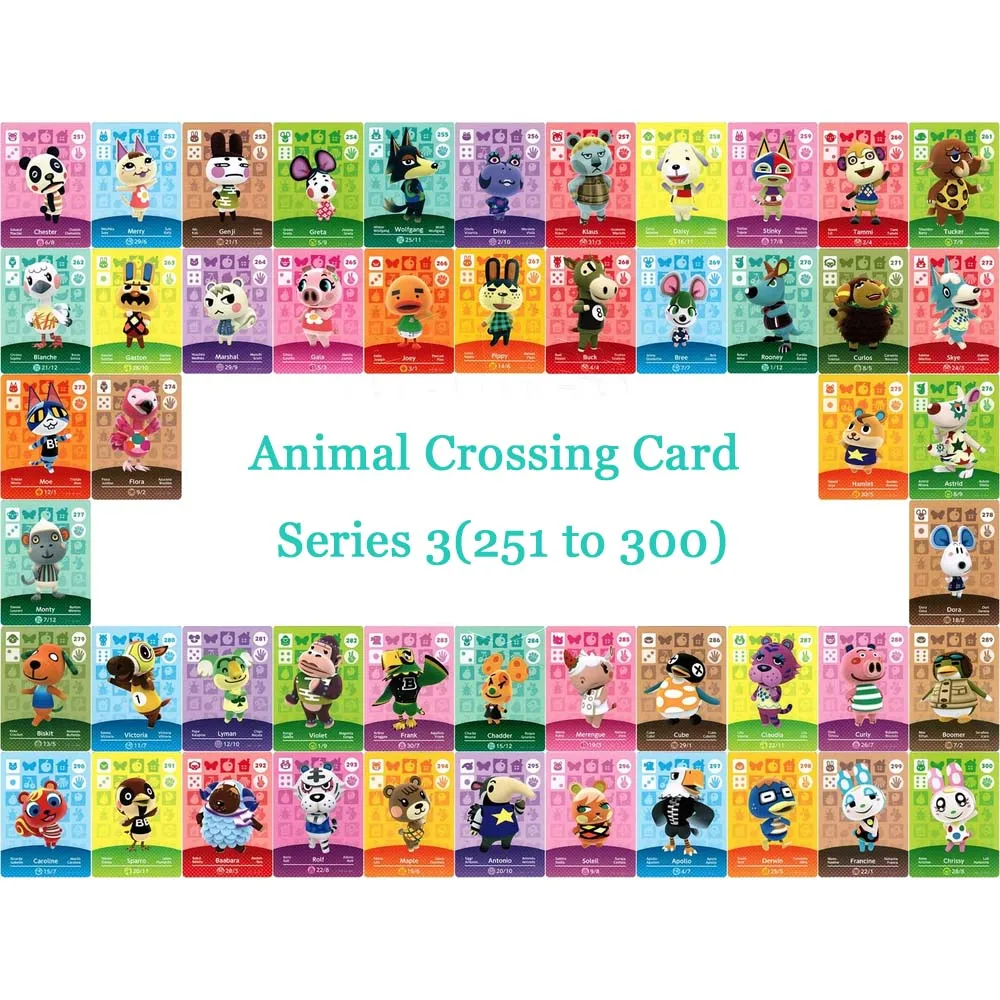 Animal Crossing Card NTAG215 печатная NFC карта совместимая Серия 3(от 251 до 300) Выберите из списка