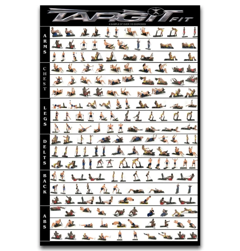 FX122 Hot GYM Dumbbell Workout Home Train Body Exercise Chart New Custom Poster Art Silk Light Canvas Home Room Wall Print Decor(1)