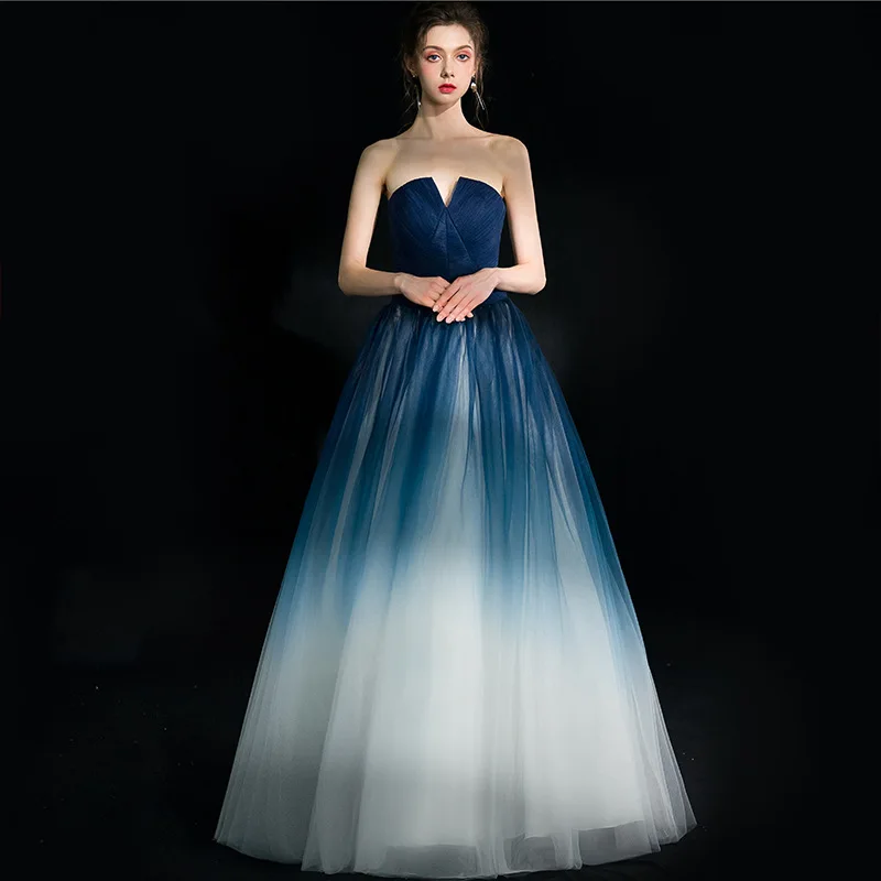 

New Elegant Blue Breast Dress Bridesmaid Dress 2019 Long Formal Wedding Party Prom Dresses robe de soiree vestido de noiva