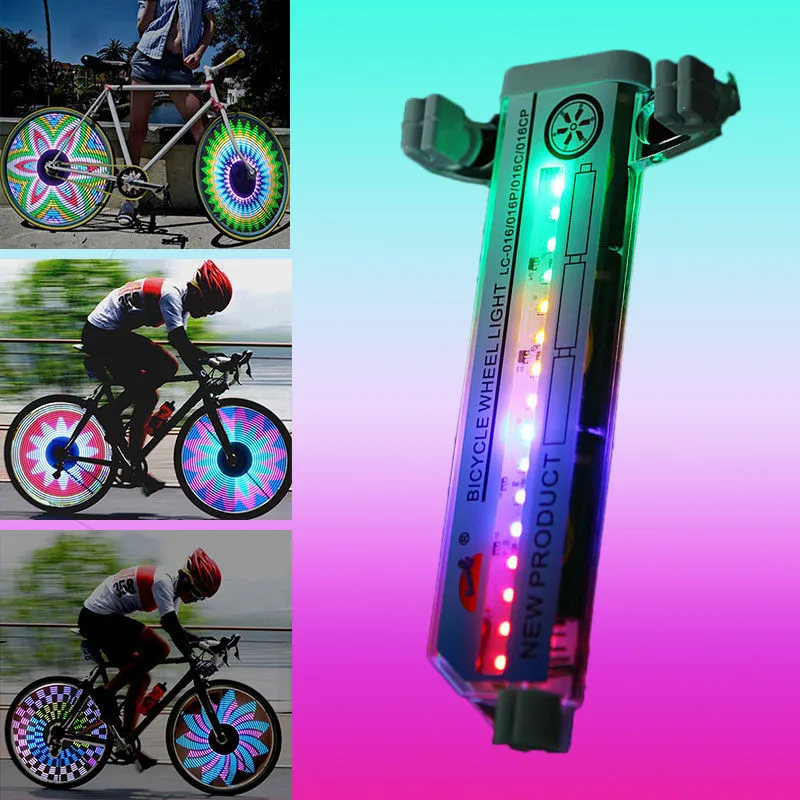 Двусторонняя 16 светодиодный Красочные рыцарские горный велосипед колеса светильник спиц светильник s Предупреждение светильник шин сигнальный светоотражающий светильник