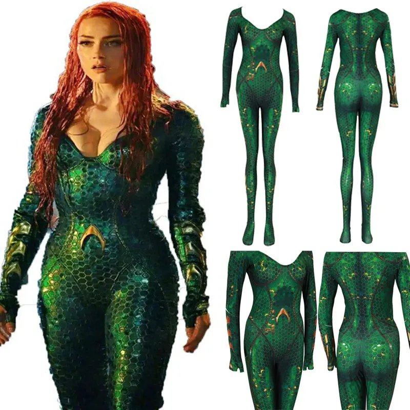 Новинка для женщин и детей костюм из фильма Aquaman Mera queen zentai косплея Боди