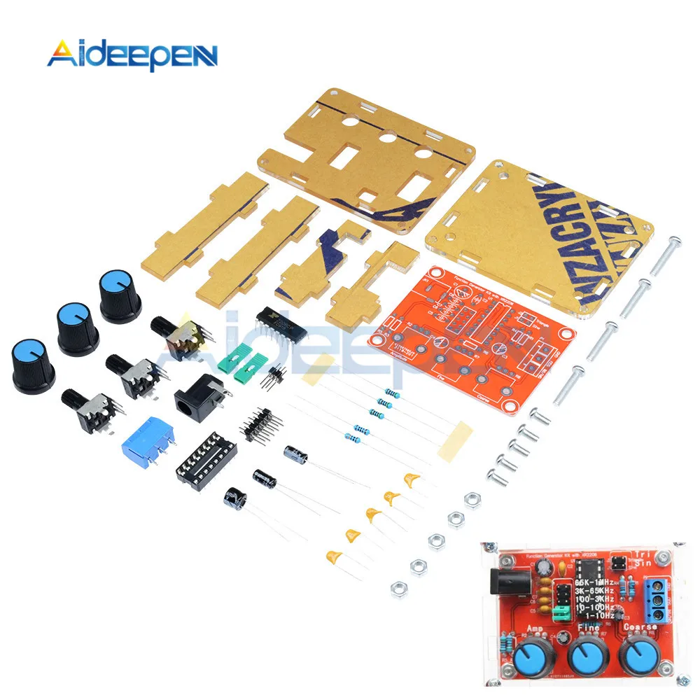 XR2206 функция генератор сигналов DIY Kit синусоидальный треугольник квадратной волны Функция генератор с акриловым защитный чехол