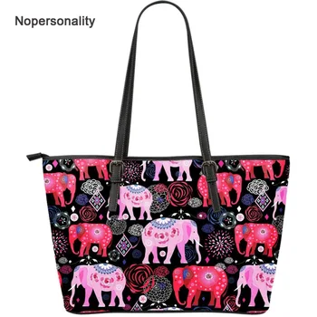 

Nopersonality Large Mandala Elephant Print Tote Bag for Women Pu Leather Female Shoulder Bags Colorful Casual Ladies Handbags
