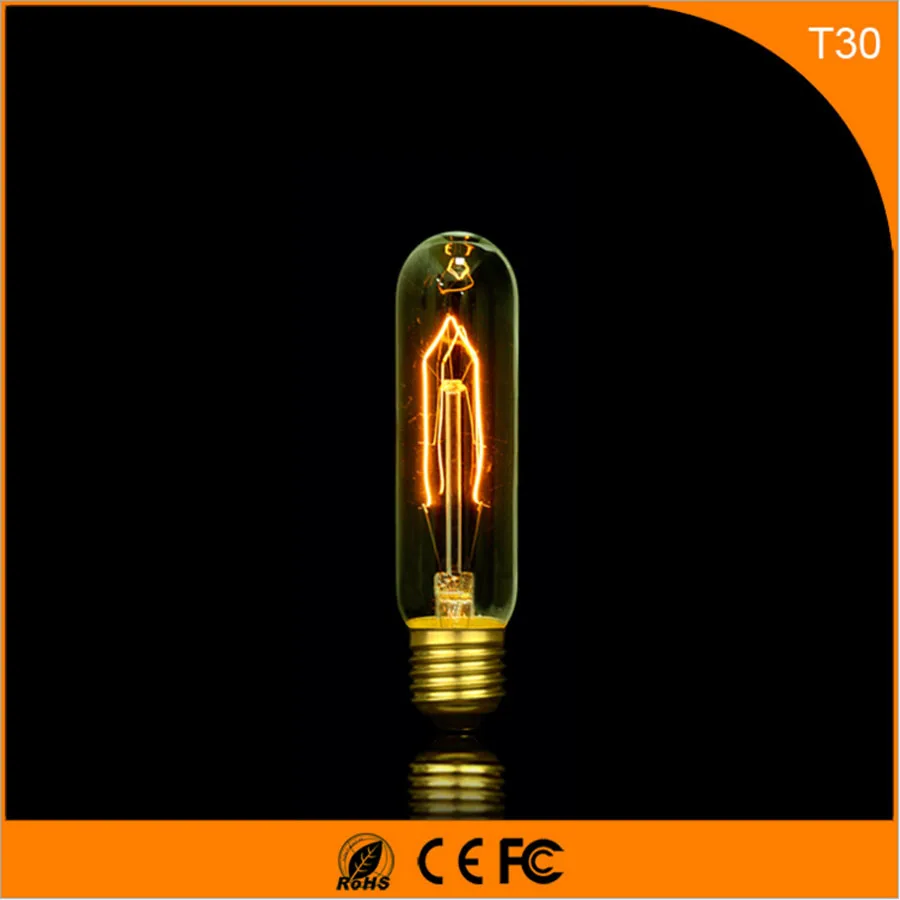 

50Pcs Vintage Design Edison Filament E27 B22 LED Bulb ,T30 25W Energy Saving Decoration Lamp Replace Incandescent Light AC220V