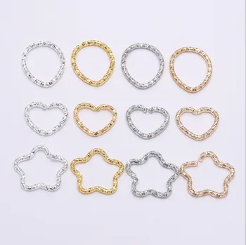 

50pcs Heart Twisted Round Plum Flower Closed Jump Rings Split Rings Connectors For Diy Jewelry Finding Making Accessories