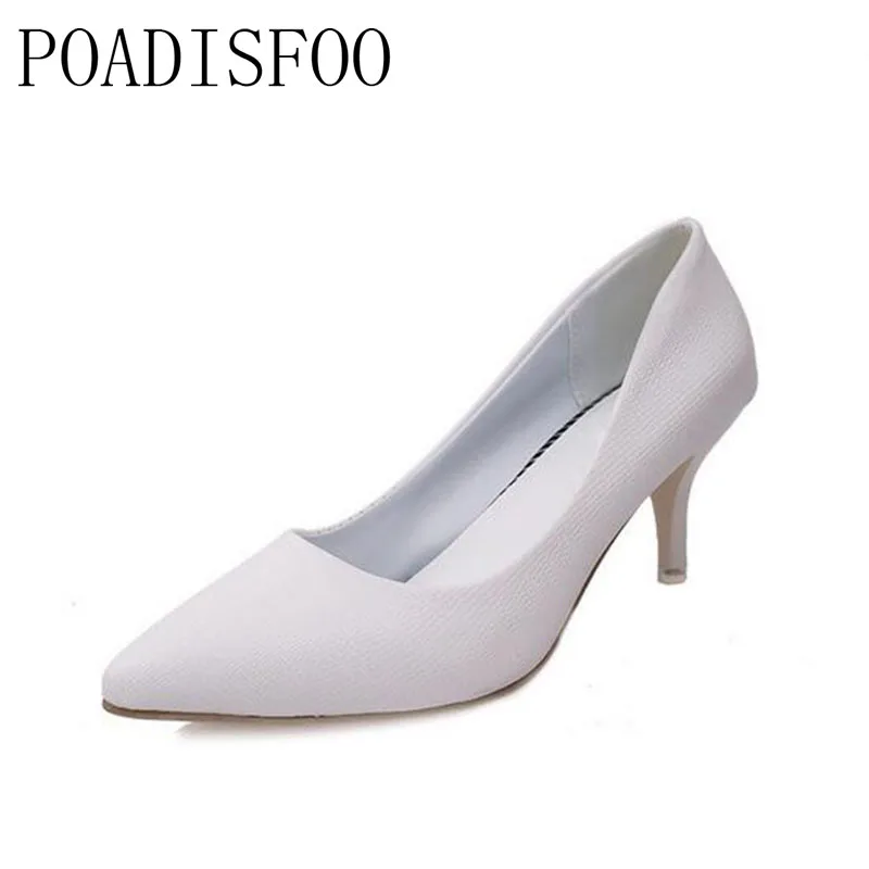

[C]2017 New Women's Casual Pumps Black White Color Matte Serpentine Pattern OL Sexy Thin Heel Pumps .LSS-185
