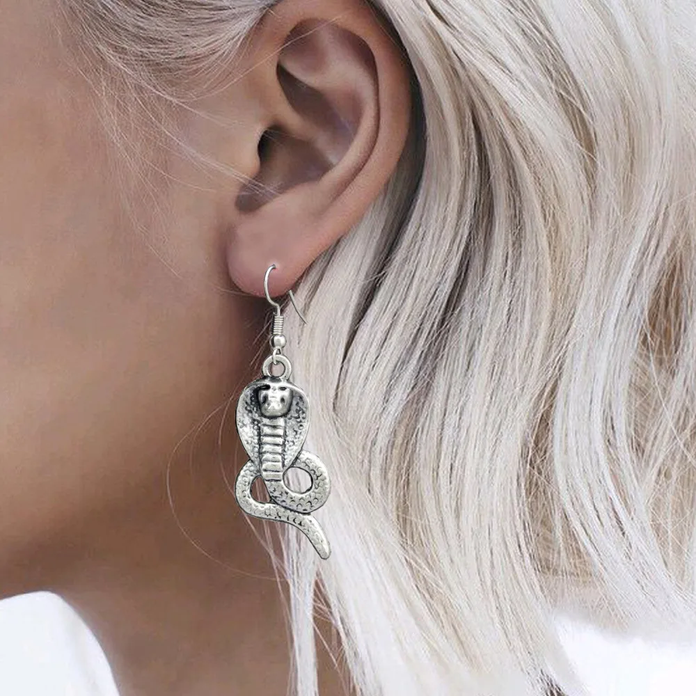 Египетская старинная Клеопатра винтажная Кобра змеиная кожа висячие серьги