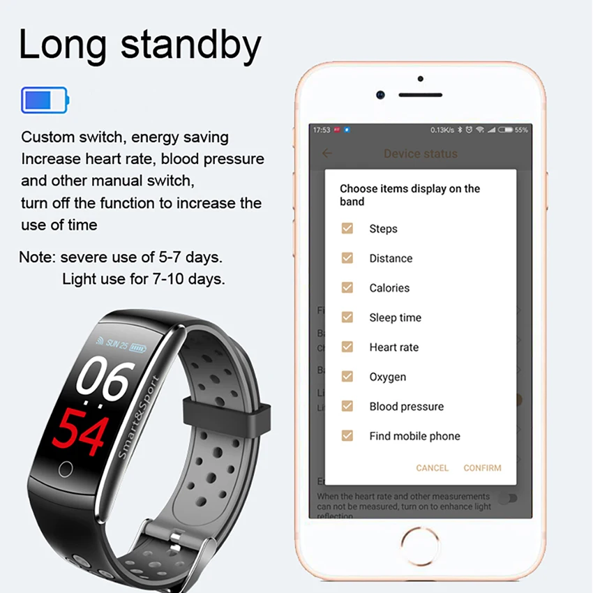  Q8S Smart Bracelet Heart Rate Monitor Waterproof Fitness Tracker Bluetooth Watch Band Q8 For Androi - 32884345802