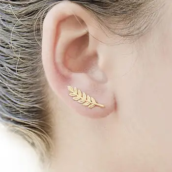 

Shuangshuo New Vintage Jewelry Exquisite Feather Earrings for Women Beautiful Tree Simple Leave Earrings Ear clip brincos