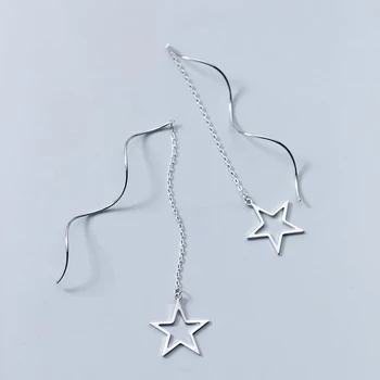 

MloveAcc Fashion Women 925 Silver Star Chain Tassel Drop Earrings Lady Party Earring Jewelry