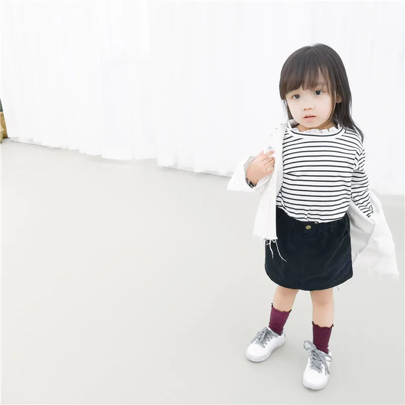 Children Girls Jackets Kid Long Sleeves Turn-down Collar single breast Coats Girl white Denim Outerwear Kids Clothes Hot sale (24)