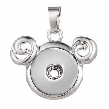 

New Elegant Silver lovely sheep shape alloy metal Snaps Necklace & Pendants Fit DIY 18MM Snap Buttons Jewelry for women IB532