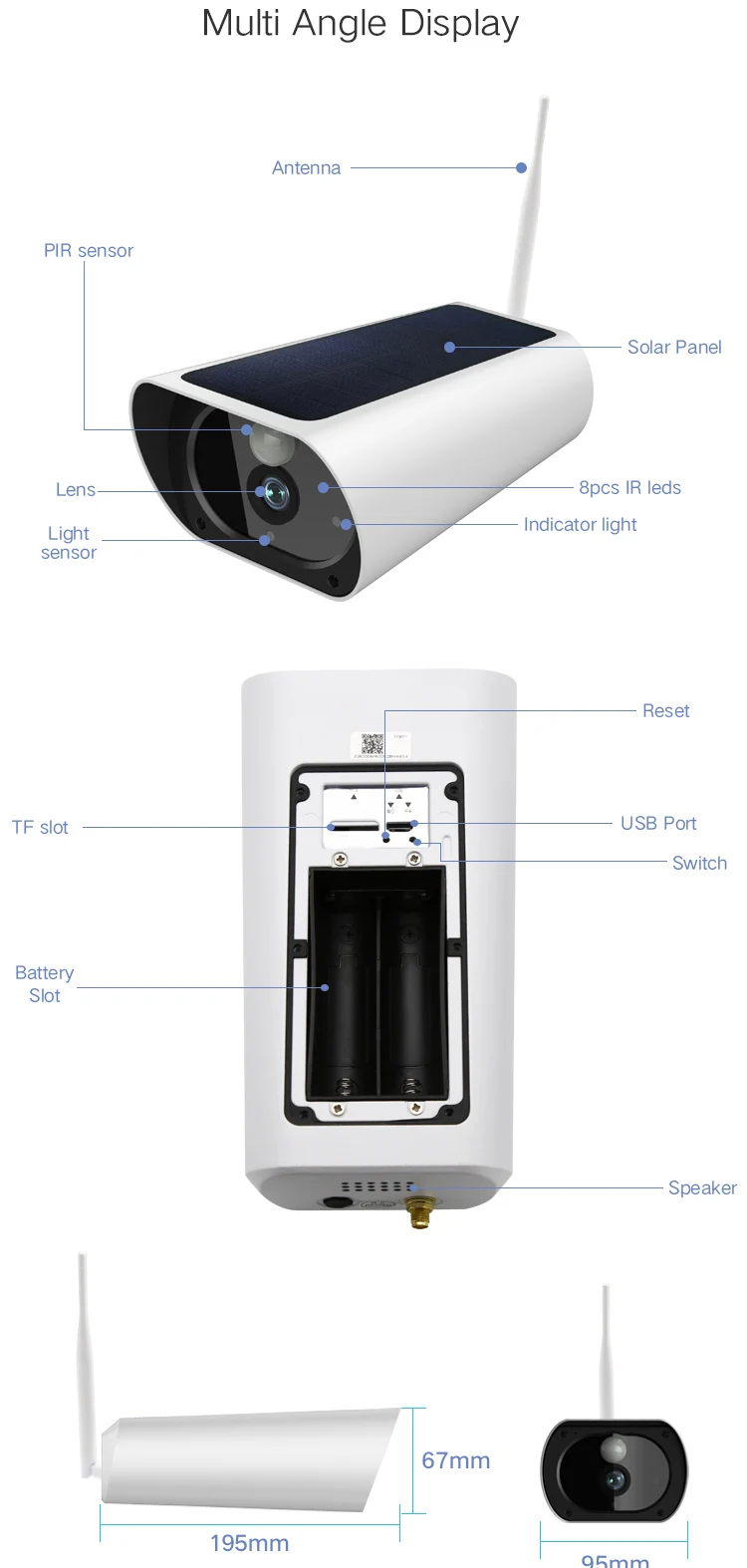 1080P HD Wifi уличная водонепроницаемая IP камера с солнечной энергией, низкая мощность, беспроводная камера наблюдения, ИК камера видеонаблюдения, домашний зонд безопасности