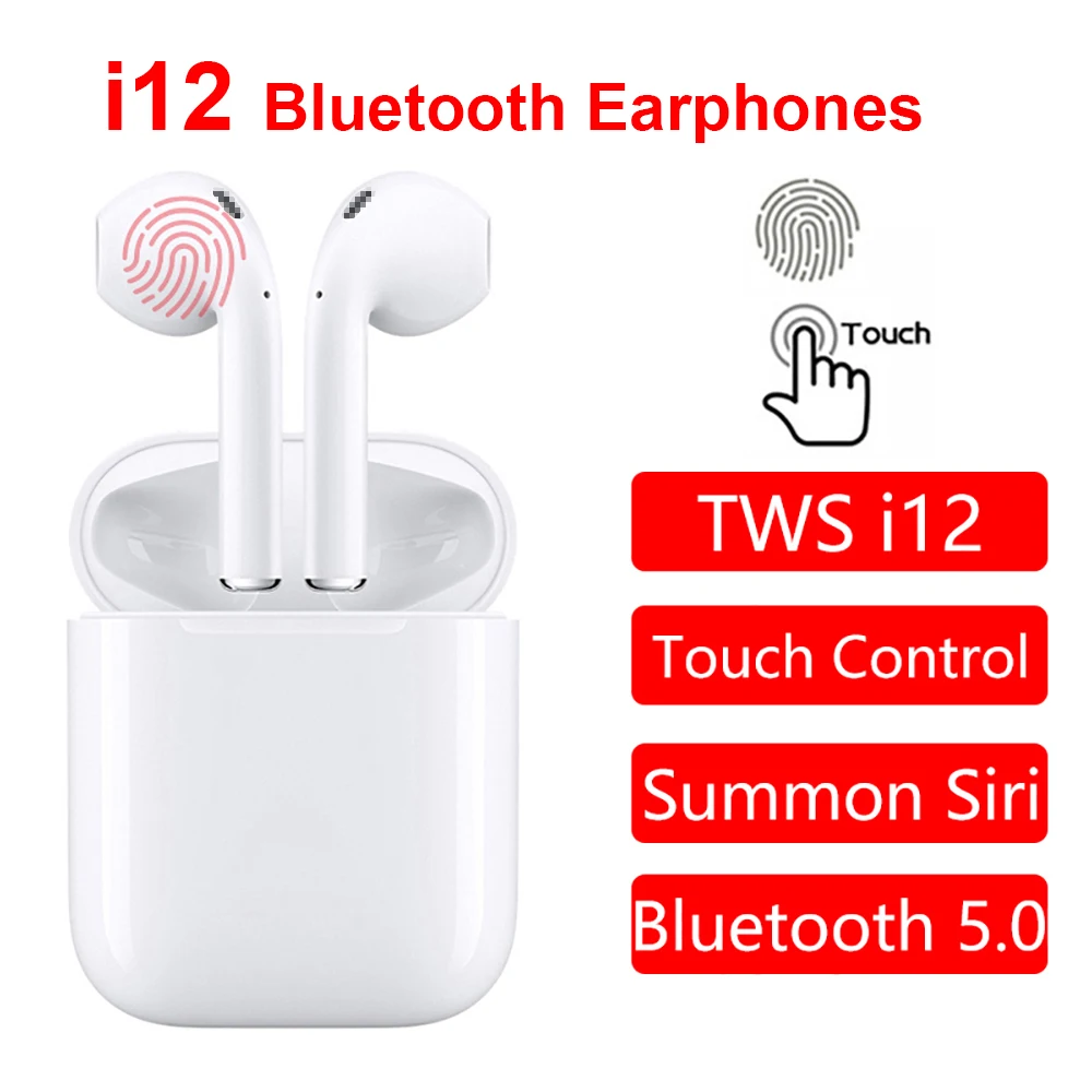 

I12 tws Ear buds bluetooth 5.0 Wireless earphones Touch control Earphone 3D Surround Sound Bluetooth In Ear Earphone Auriculares
