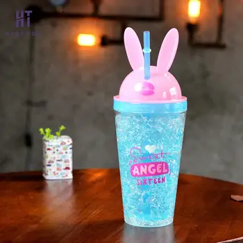 Cute Water bottle with Bunny Ears and a Straw 4