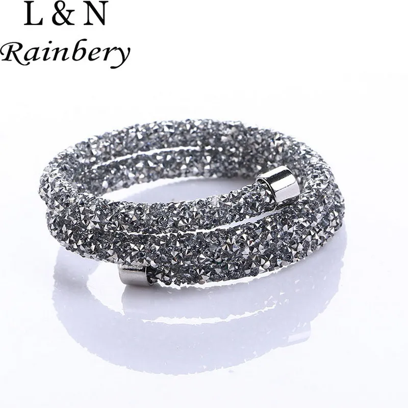 

Rainbery Double Layer Crystal Bracelets Collection Two Laps Wap Bracelet Full Pave Rhinestone Crystal Bangle For Women