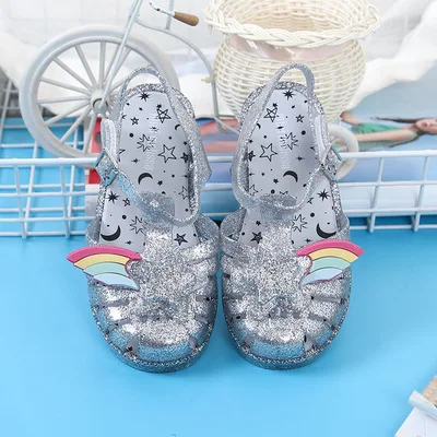 Mini Melissa Ultragirl Единорог новые оригинальные прозрачные сандалии для девочек детские сандалии детская пляжная обувь для малышей 14-18 см - Цвет: as picture color