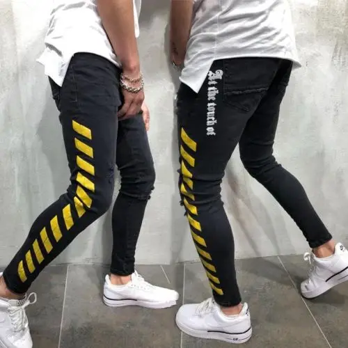 Hirigin 2018 Plus Size Jeans Men Stretchy Slim Fit Denim Pants Fear Of God Fashion Skinny Pencil Jeans Slim Streetwear Biker