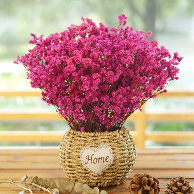 

Festival Gift Bouquet Of Dried Flowers Decoration True Flower Babysbreath Ornaments Starry Forget-Me-Not With Small Basket JH64