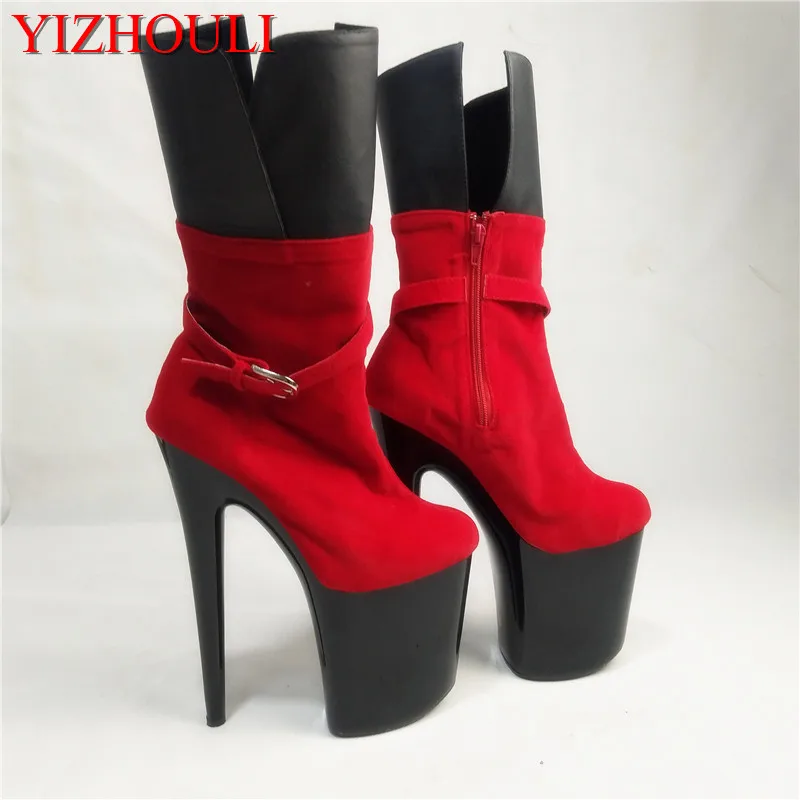 

classics round toe platform boots sexy 20cm ultra high thin heels boots plus size women boots 8 inch ankle boots