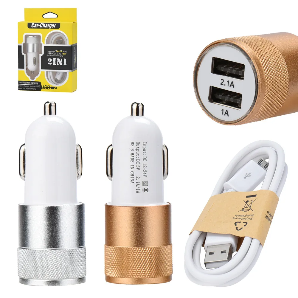 2 порта автомобильное зарядное устройство двойной USB 2 порта автомобильное зарядное устройство адаптер+ Micro USB зарядный кабель для samsung Galaxy S7 Edge Смартфон# YL5