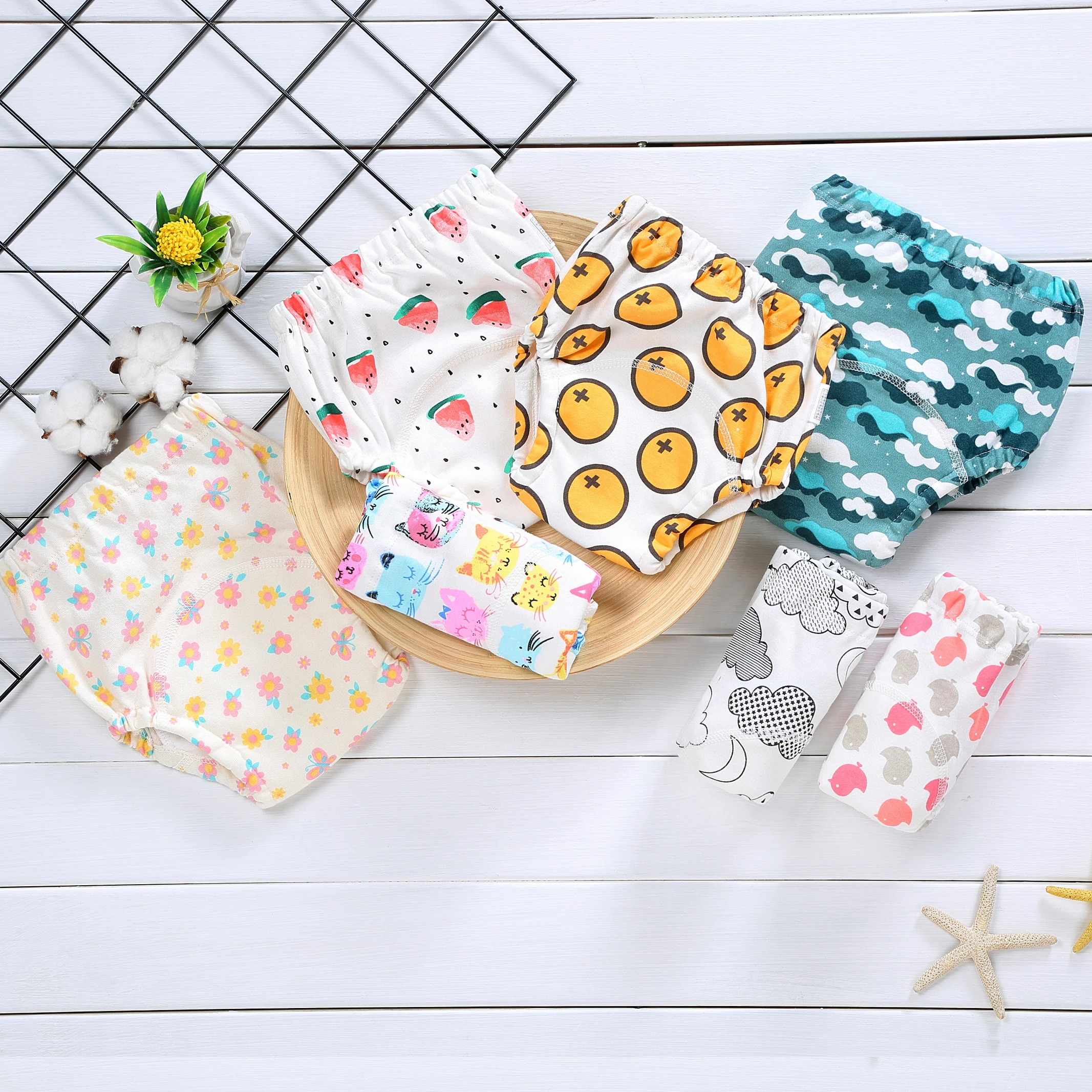 

Infant Baby Waterproof Training Pants Cotton Cartoons Changing Nappy Washable Reusable Cloth Diaper Baby Changing Nappy