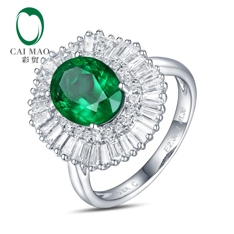 Caimao Jewelry Antique 14k Gold 2.24ct Natural Emerald Diamonda Ring