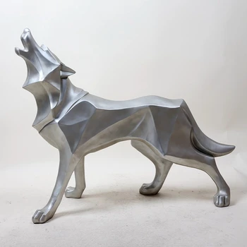 

Wolf Resin Statue Model Figurine Geometric Abstract Ice Wolf Wildlife Decor Gift Ornament Animal Totem Wolf Dog Sculpture Crafts
