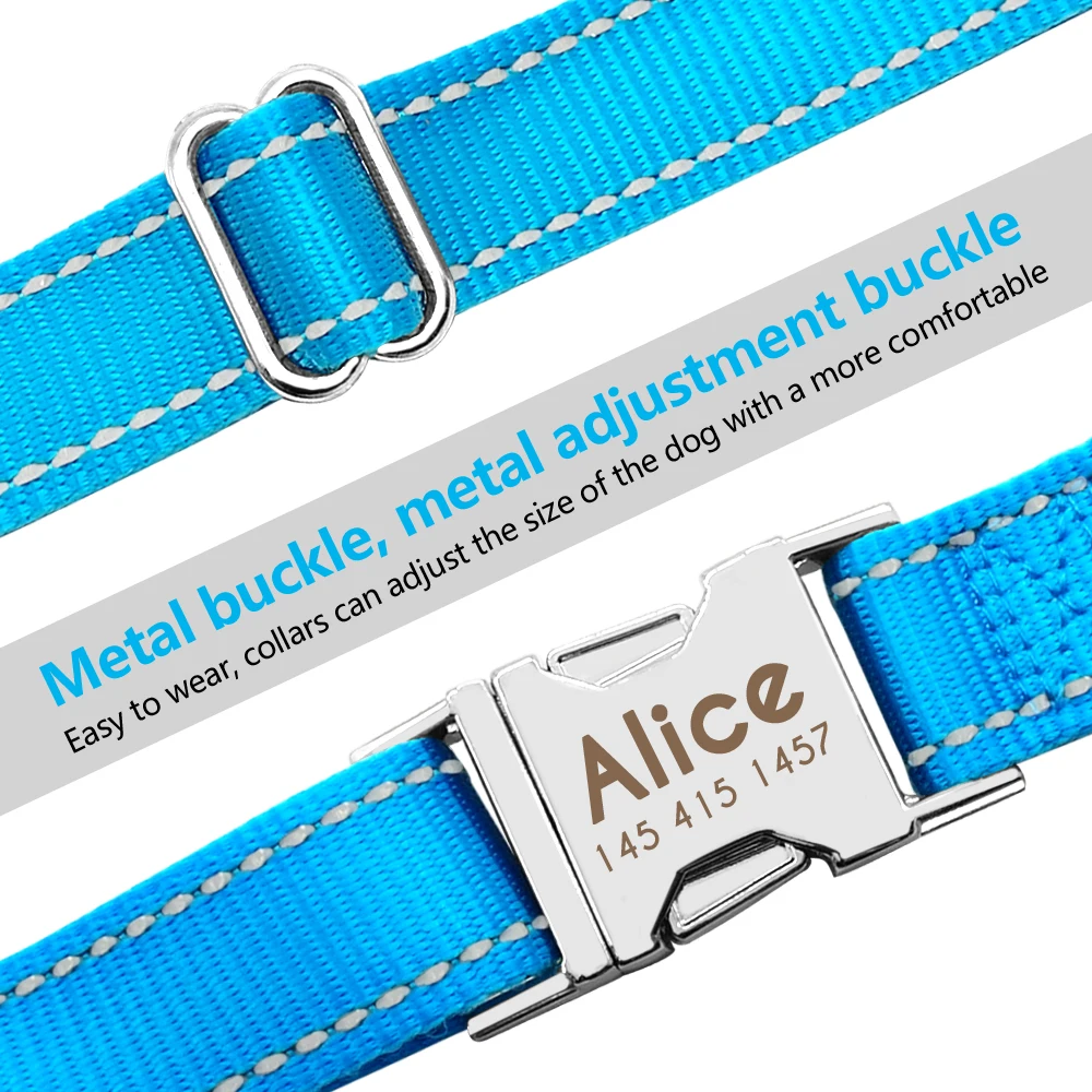 Title 14, Personazlied Dog Collar Nylon Reflective Dog Pe...