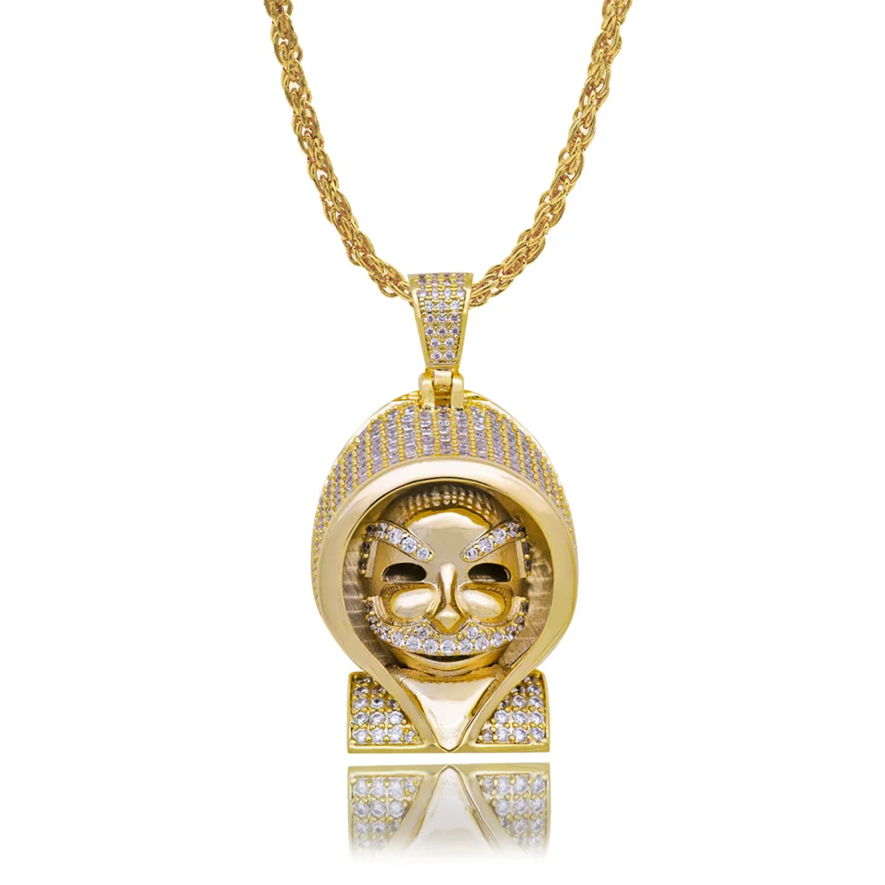 Позолоченная Золотая накидка с кубическим цирконием ААА, подвеска в виде Марио, ожерелье для мужчин, хип-хоп рэппер, ювелирные изделия, Прямая поставка - Окраска металла: gold