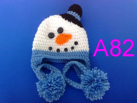 Snowman Earflap Crochet Beanie