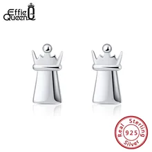 Effie queen стерлингового серебра 925 Серьги гвоздики для женщин 11 мм Шахматная Корона смешная Серьга Серебро 925 ювелирные изделия оптом BE135