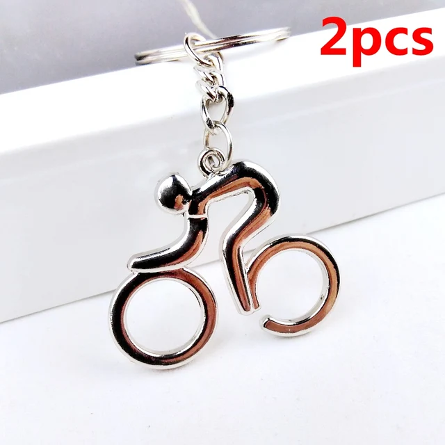 2pcs 2017 new metal sport BIKE biker key chain ring bicycle keychain simple Cyclist keyring