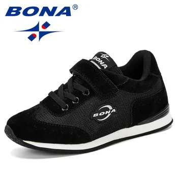 

BONA 2019 New Style Kids Running Shoes Fashion Breathable Mesh Sport Sneakers Boys School Shoes Children Walking Shoes Trendy