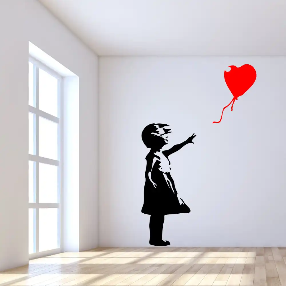 Famous Banksy Street Art Little Girl With Balloon Decor Vinyl Wall Decal Sticker