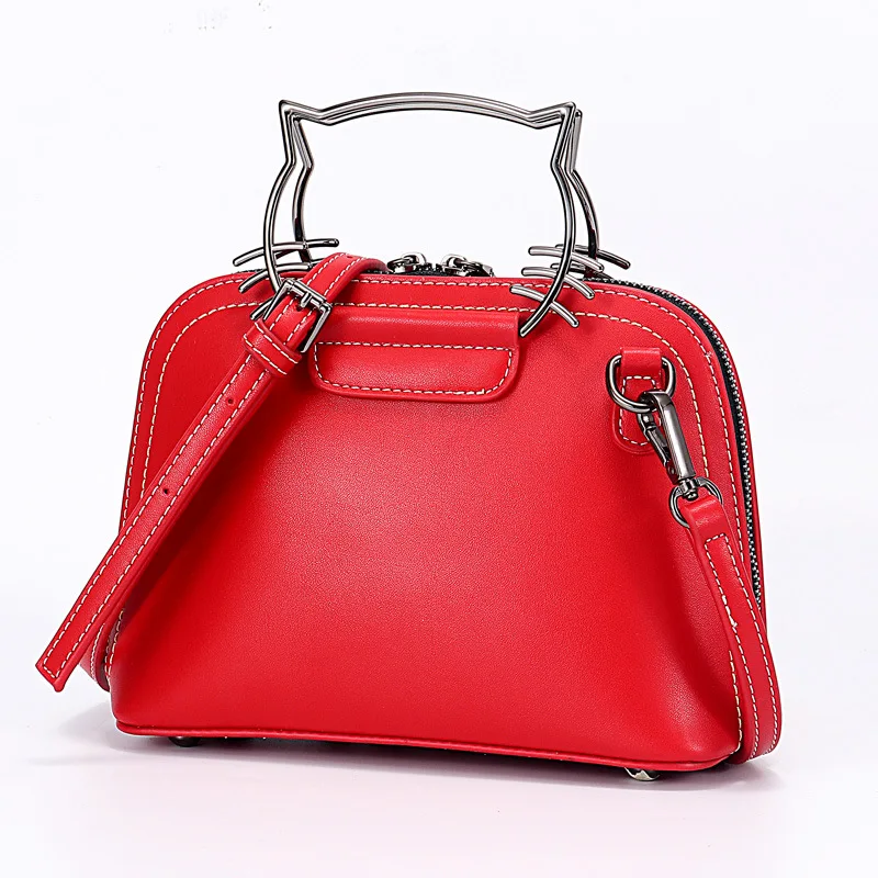 

Luxury Genuine Leather Handbags Cute Hello Kitty Top Handle Bag Woman Tote Bags for Women Small Crossbody Purse Bolsa Feminina