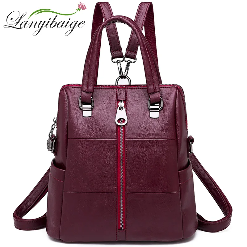 Goedkoop 2019 Vrouwen Rugzakken Vintage Vrouwelijke Schoudertassen Zachte Lederen Rugzak Dames Reizen Rugzak Schooltassen voor Meisjes Mochilas