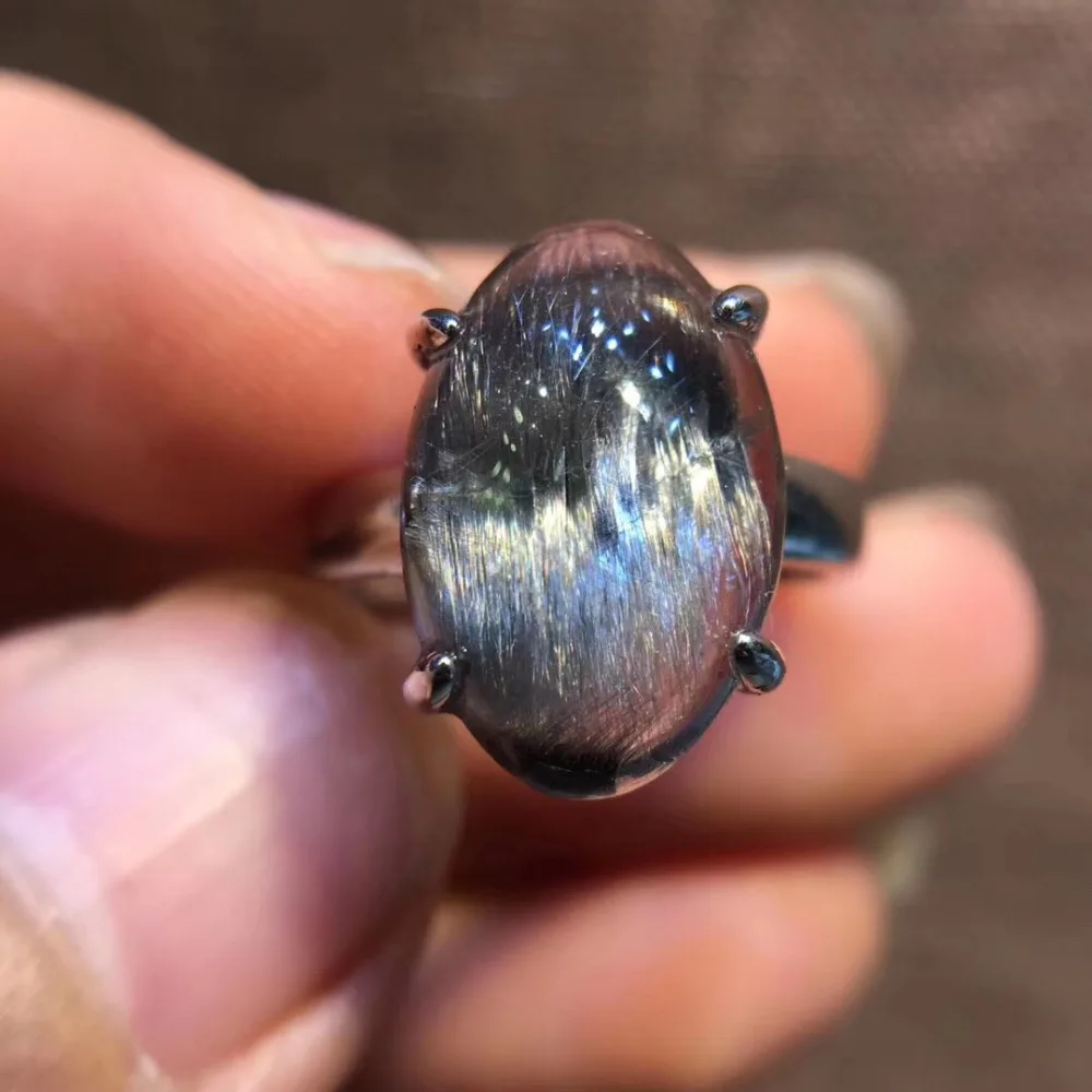 Natural Brookite Platinum Silver Rutilated Quartz Ring  (4)
